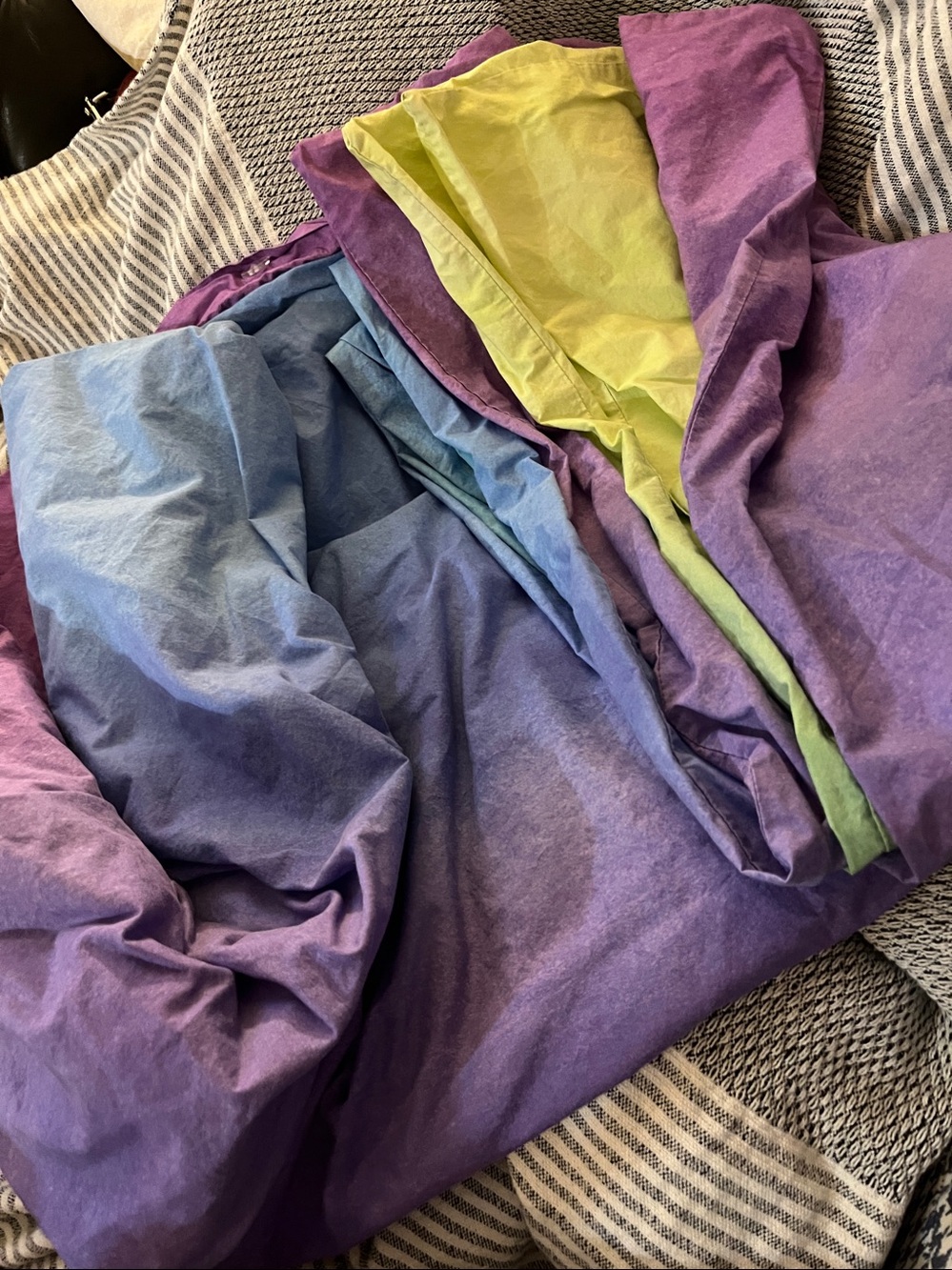 Pottery Barn Teen ~ Multi-Color Green Blue Purple Rainbow 🌈 Ombre Duvet ~ Queen - Picture 7 of 11